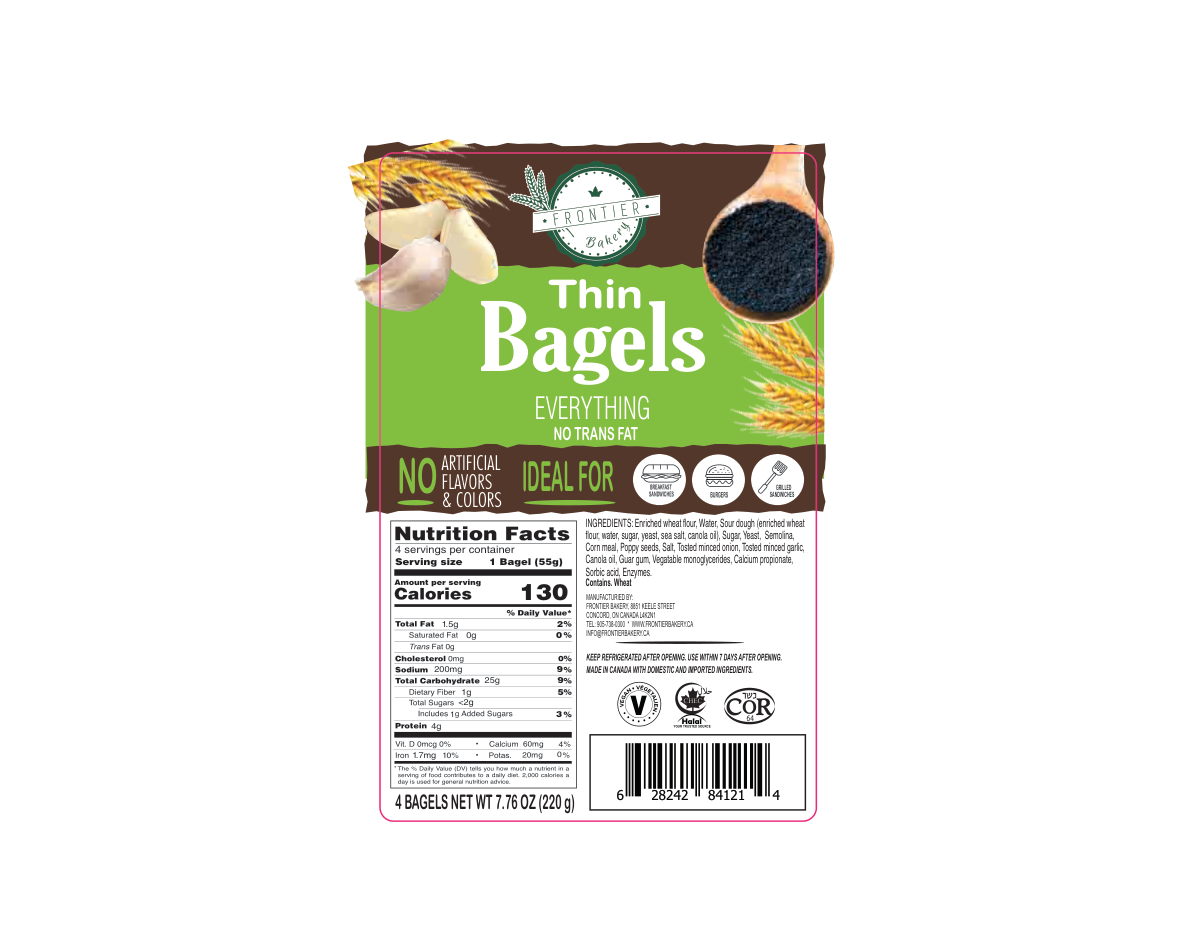 Frontier Bakery everything thin bagel packaging - MAP packaged
