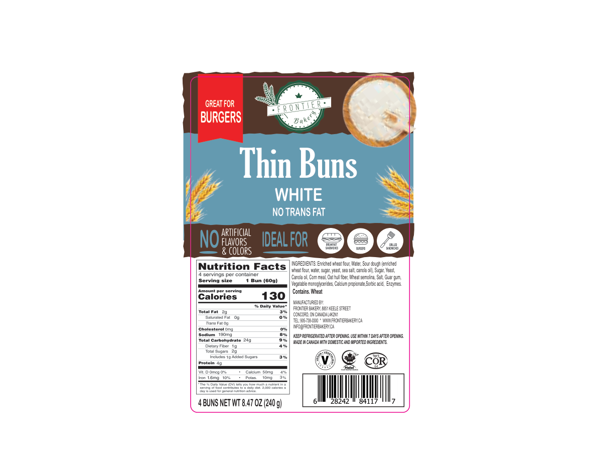 Frontier Bakery white thin buns packaging - clean label